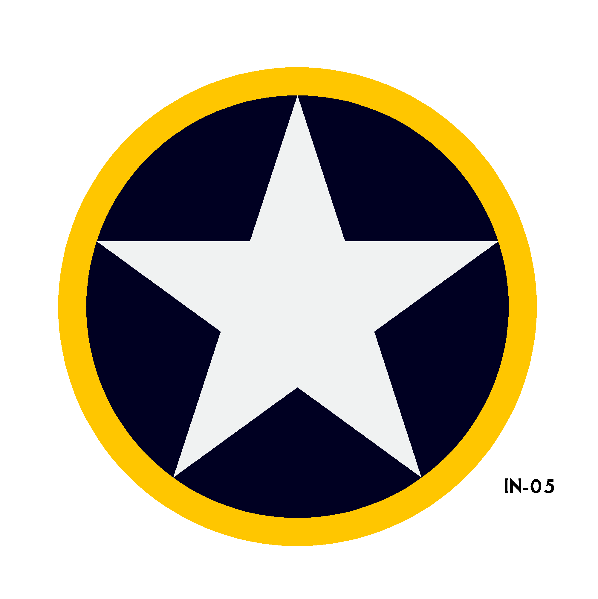 U.S. Army Air Force National Star in Circle with Yellow Outline Insignia Vinyl - Spec. No. 24102-K 